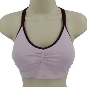 Fabletics Womens Small Purple Racerback Sports Bra Wireless Unlined Mesh Back